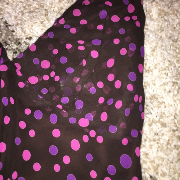 ABS Allen Schwartz Brown Polka Dot V Neck Dress 2 - Picture 5 of 8